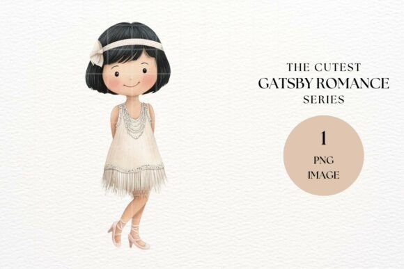 1920s Flapper Girl Fringe Dress PNG