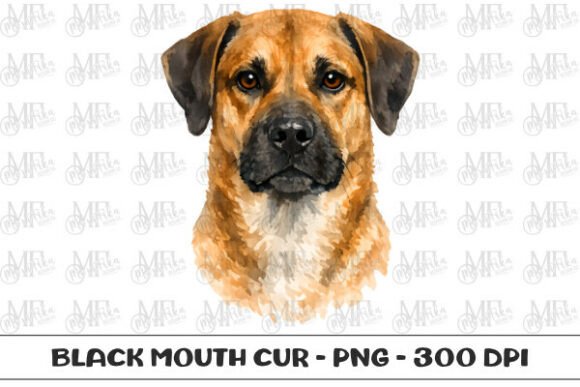 Black Mouth Cur Watercolor Portrait PNG: A Strategic Asset for Creative Production