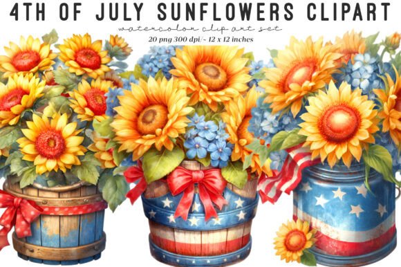 Blooming Patriotism: The Strategic Value of 4th of July Sunflowers Clipart in Modern Design