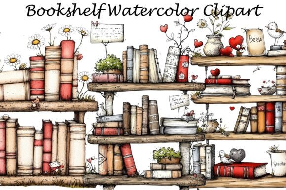 Bookshelf Watercolor Clipart: A Creative Resource for Designers and Crafters