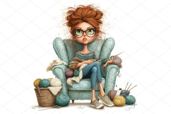 Charming Knitting Girl Clipart: A Versatile Resource for Craft Lovers and Digital Designers