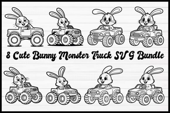 Cute Bunny Monster Truck SVG Bundle