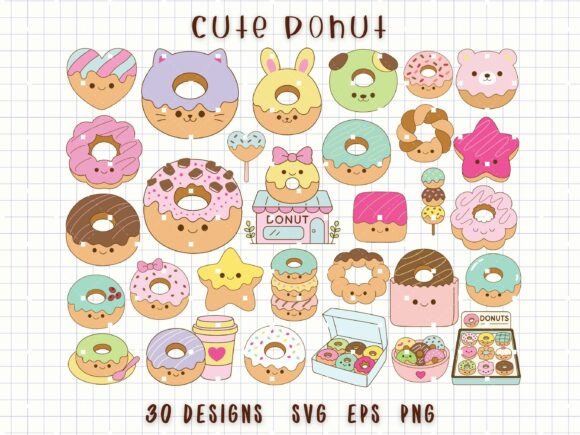 Cute Donut SVG Sweet Dessert Clipart: Sweetening Creative Projects with Style