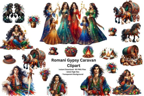 Enhance Your Creative Projects with Romani Gypsy Caravan Clipart Boho PNG