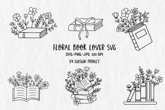 Floral Book Lover SVG Set: Elevating Craft and Design with Botanical Elegance