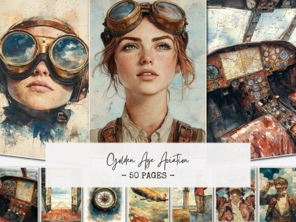 Golden Age Aviation Junk Journal Pages: A Vintage-Inspired Creative Kit for Aviation Lovers