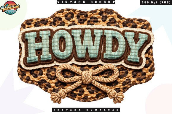 Howdy Country Leopard Crochet Yarn PNG: Elevating Western Aesthetics in Digital Design