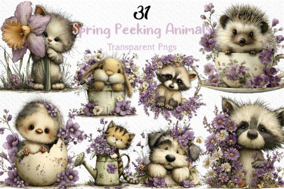 Spring Peeking Animals Clipart PNG: A Whimsical Addition to Your Creative Projects