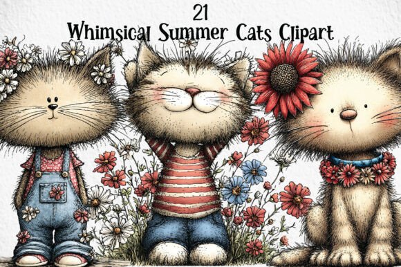Whimsical Summer Cats Clipart: A Creative Toolkit for Your Next Project